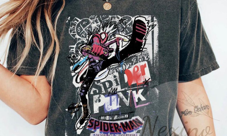 Retro Spider Punk Man Across The Spider Verse Vintage Shirt