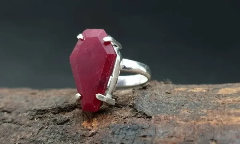 ruby coffin ring