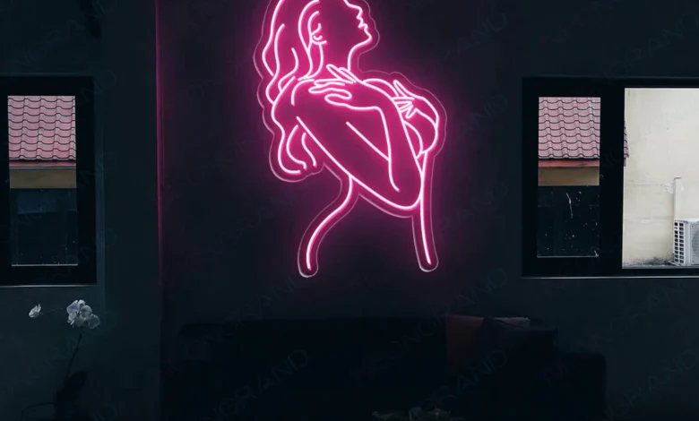 lady neon sign