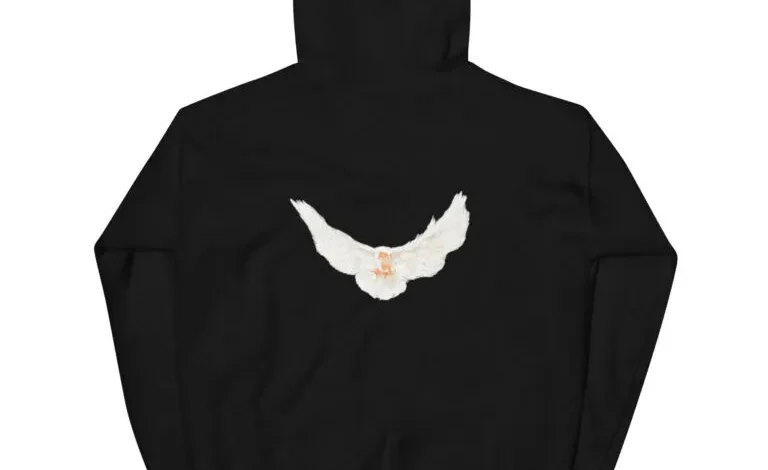 Peace Dove Printed Gap Hoodie Black