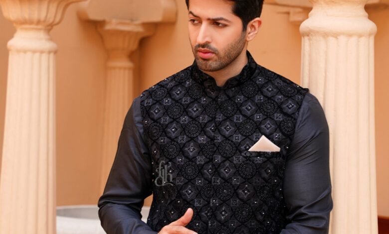 Mens Black Kurta